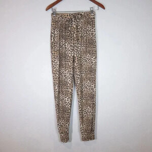 Mikey & Joey Womens‎ Leopard Jogger Lounge Pants Sz S Pajama Gift Brown Comfy
